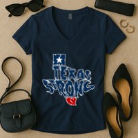 Texas Strong State Map Women's V-Neck T-Shirt