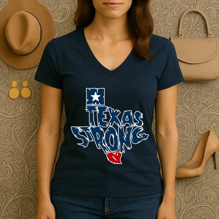Texas Strong State Map Women's V-Neck T-Shirt