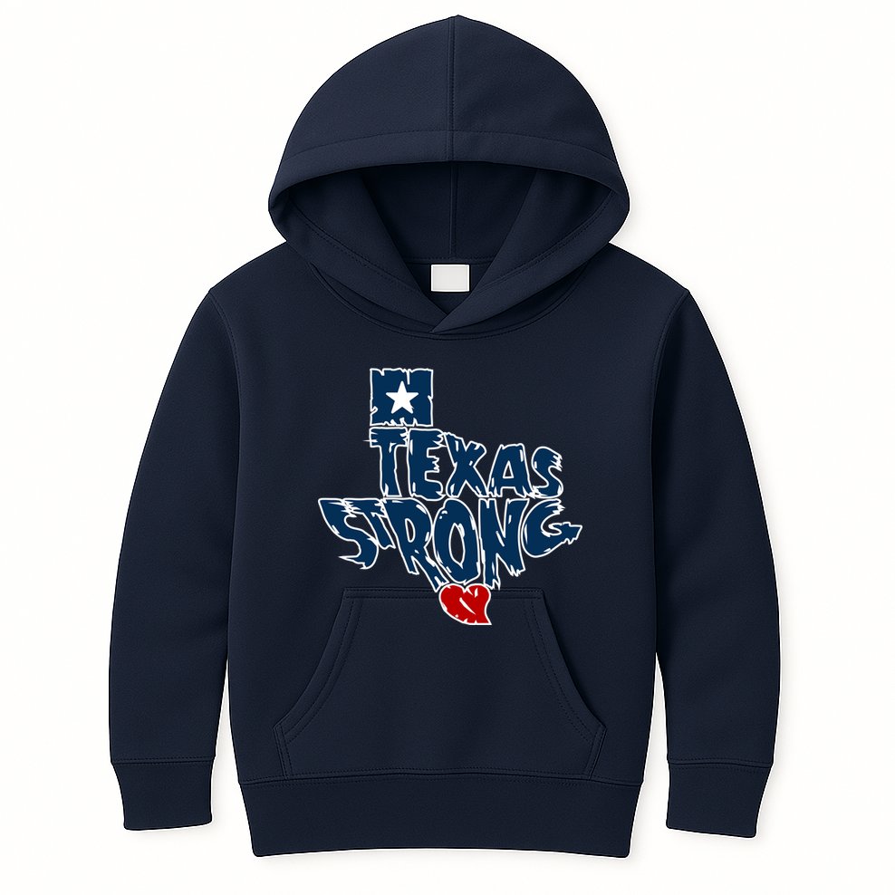 Texas Strong State Map Kids Hoodie