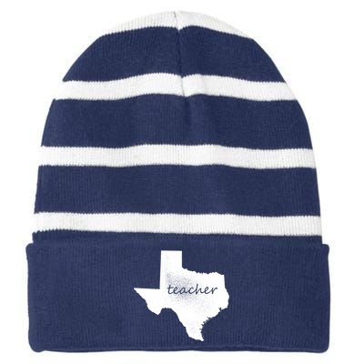 Texas Teacher Striped Beanie with Solid Band