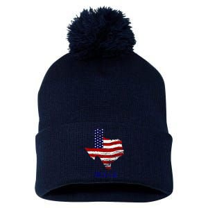 Texas USA Flag Pom Pom 12in Knit Beanie