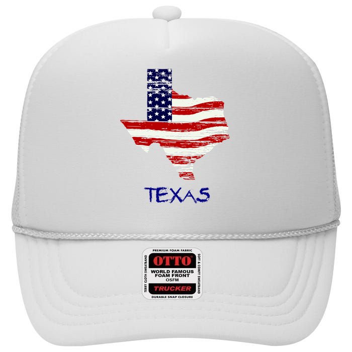 Texas USA Flag High Crown Mesh Back Trucker Hat