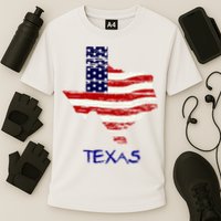Texas USA Flag Cooling Performance Crew T-Shirt