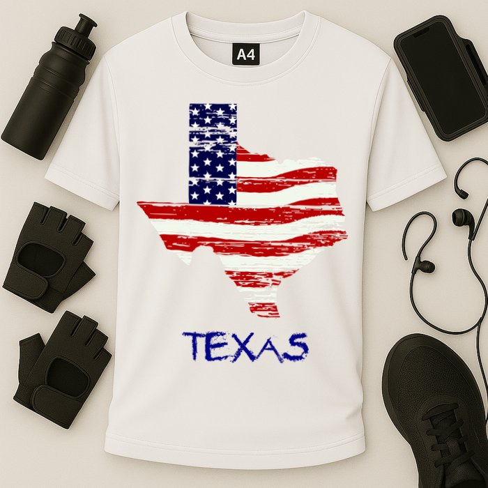 Texas USA Flag Cooling Performance Crew T-Shirt