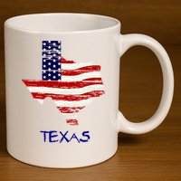 Texas USA Flag 11oz C Handle Ceramic Mug