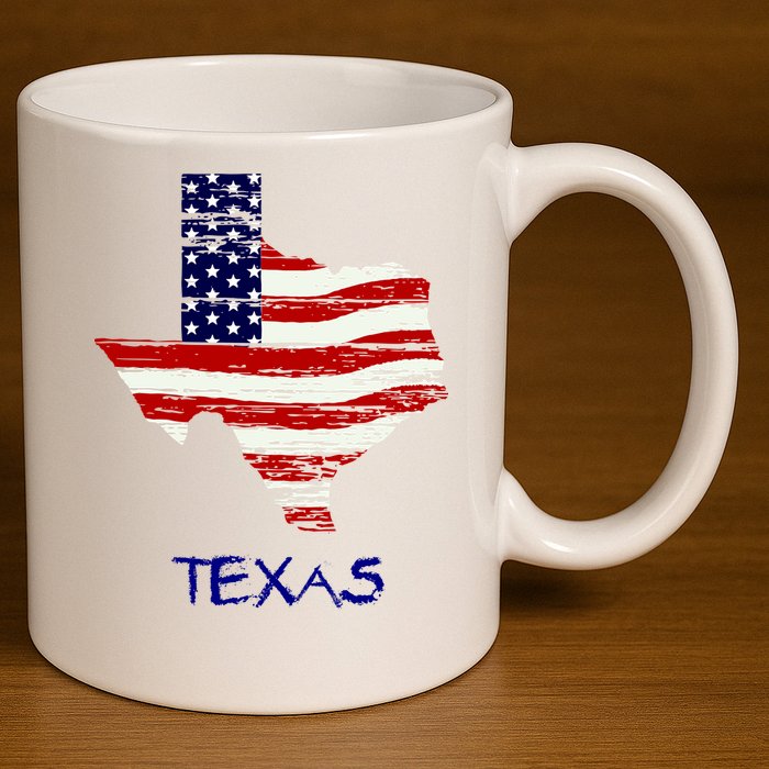 Texas USA Flag 11oz C Handle Ceramic Mug