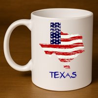 Texas USA Flag 11oz C Handle Ceramic Mug
