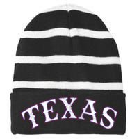 Texas Vintage Classic Logo Striped Beanie with Solid Band