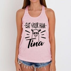 TINA EAT YOUR HAM FUNNY TINA EAT YOUR HAM Women's Knotted Racerback Tank