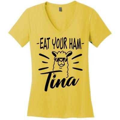 TINA EAT YOUR HAM FUNNY TINA EAT YOUR HAM Women's V-Neck T-Shirt