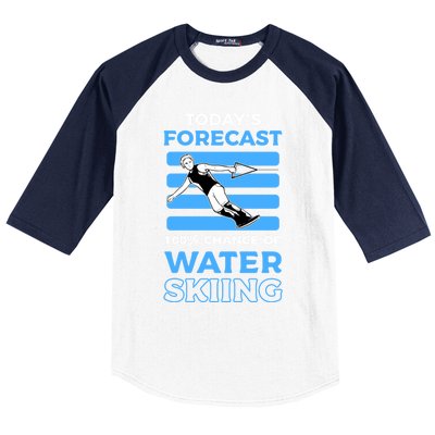 Todays Forecast 100% Chance Of Water Skiing Gift Baseball Sleeve Shirt