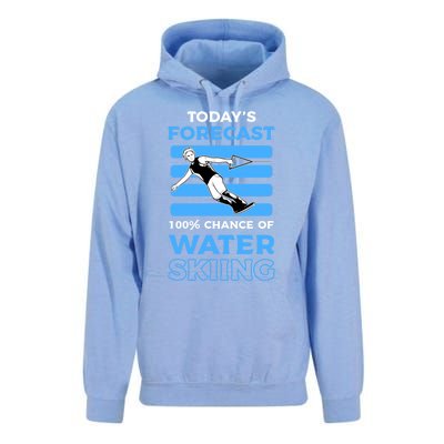 Todays Forecast 100% Chance Of Water Skiing Gift Unisex Surf Hoodie