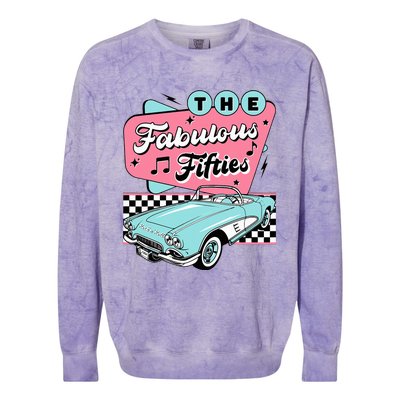 The Fifties 1950s Car Music Checkerboard Rockabilly Sock Hop Colorblast Crewneck Sweatshirt