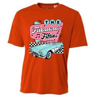 The Fifties 1950s Car Music Checkerboard Rockabilly Sock Hop Cooling Performance Crew T-Shirt