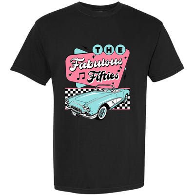 The Fifties 1950s Car Music Checkerboard Rockabilly Sock Hop Garment-Dyed Heavyweight T-Shirt