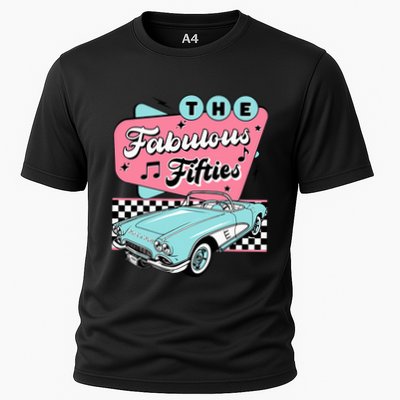 The Fifties 1950s Car Music Checkerboard Rockabilly Sock Hop Cooling Performance Crew T-Shirt