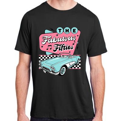 The Fifties 1950s Car Music Checkerboard Rockabilly Sock Hop Adult ChromaSoft Performance T-Shirt