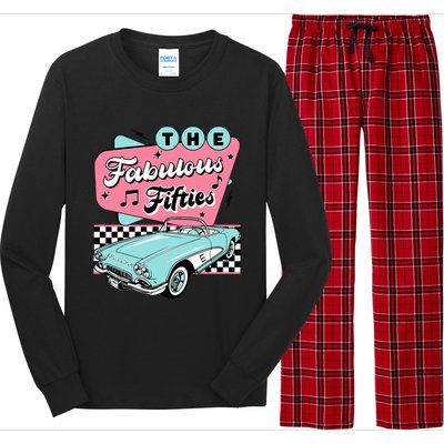 The Fifties 1950s Car Music Checkerboard Rockabilly Sock Hop Long Sleeve Pajama Set