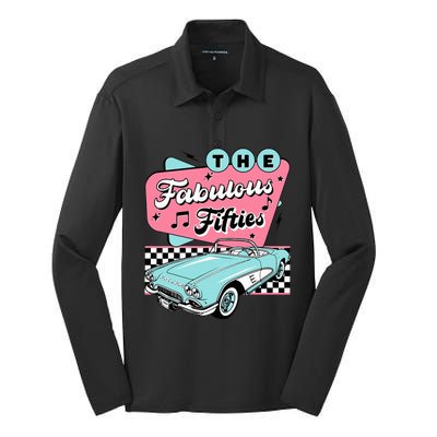 The Fifties 1950s Car Music Checkerboard Rockabilly Sock Hop Silk Touch Performance Long Sleeve Polo