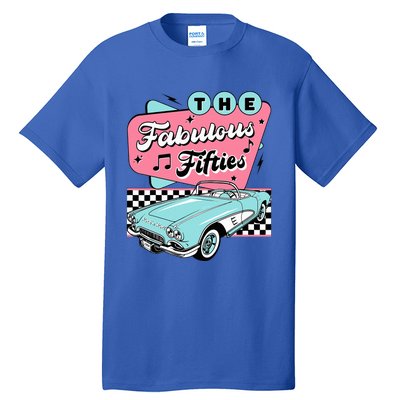 The Fifties 1950s Car Music Checkerboard Rockabilly Sock Hop Tall T-Shirt