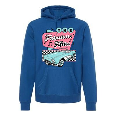 The Fifties 1950s Car Music Checkerboard Rockabilly Sock Hop Premium Hoodie