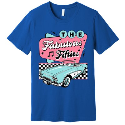 The Fifties 1950s Car Music Checkerboard Rockabilly Sock Hop Premium T-Shirt