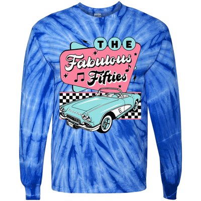 The Fifties 1950s Car Music Checkerboard Rockabilly Sock Hop Tie-Dye Long Sleeve Shirt