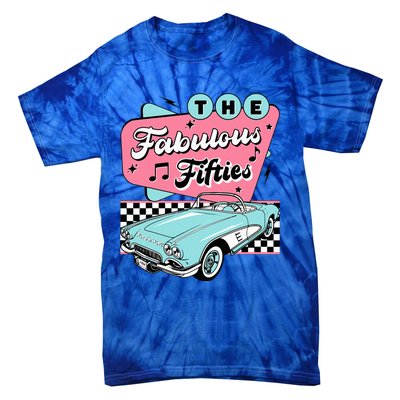 The Fifties 1950s Car Music Checkerboard Rockabilly Sock Hop Tie-Dye T-Shirt