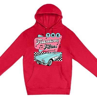 The Fifties 1950s Car Music Checkerboard Rockabilly Sock Hop Premium Pullover Hoodie