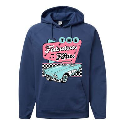 The Fifties 1950s Car Music Checkerboard Rockabilly Sock Hop Performance Fleece Hoodie