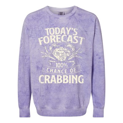 TodayS Forecast 100 Chance Of Crabbing Crab Crustaceans Colorblast Crewneck Sweatshirt