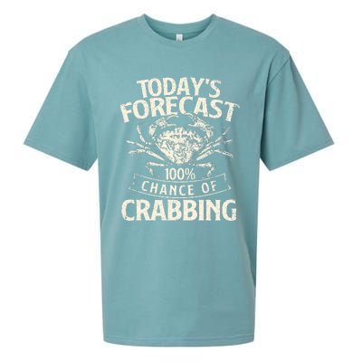 TodayS Forecast 100 Chance Of Crabbing Crab Crustaceans Sueded Cloud Jersey T-Shirt