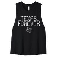 Texas Forever 1836 Aged Font Women's Racerback Cropped Tank