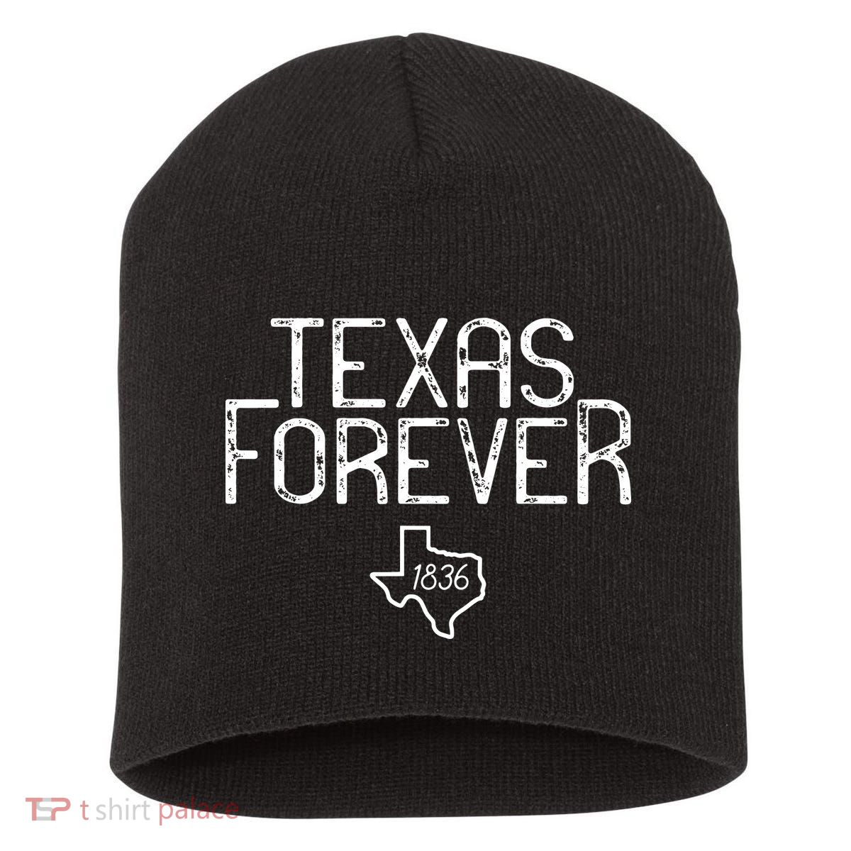 Texas Forever 1836 Aged Font Short Acrylic Beanie
