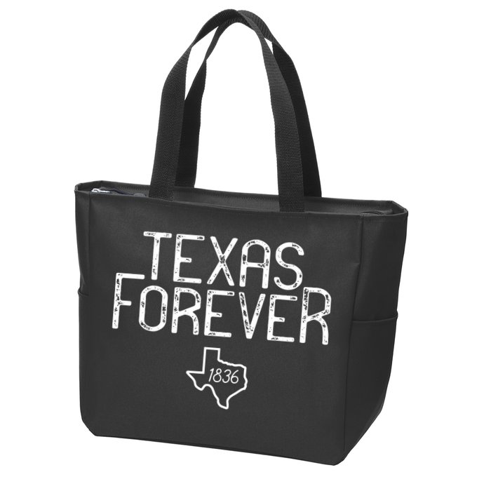 Texas Forever 1836 Aged Font Zip Tote Bag