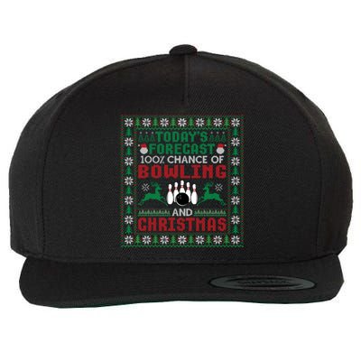 TodayS Forecast 100% Chance Of Bowling And Christmas Gift Wool Snapback Cap