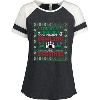 TodayS Forecast 100% Chance Of Bowling And Christmas Gift Enza Ladies Jersey Colorblock Tee