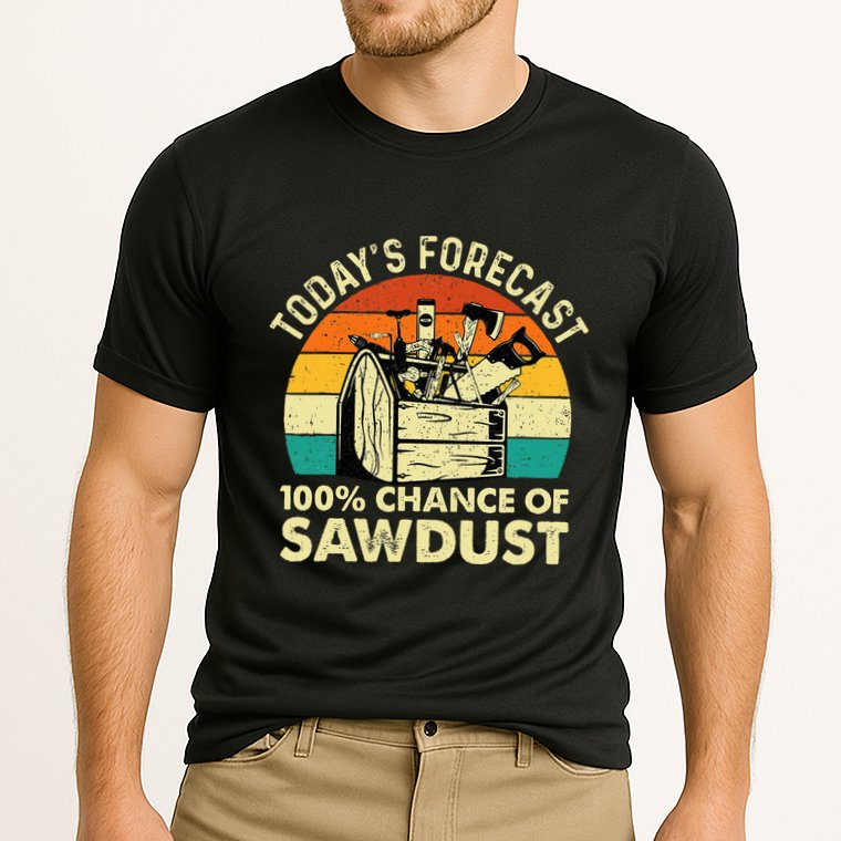 TodayS Forecast 100 Chance Of Sawdust Woodworker Cooling Performance Crew T-Shirt