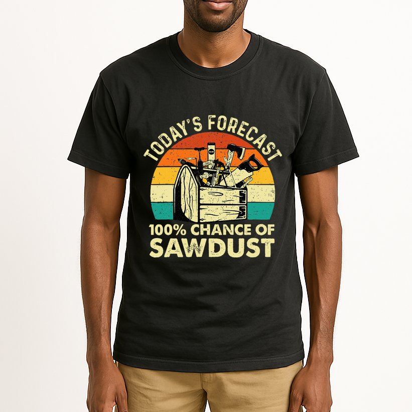 TodayS Forecast 100 Chance Of Sawdust Woodworker Tall T-Shirt