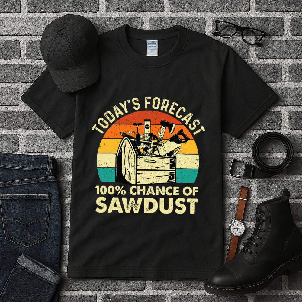 TodayS Forecast 100 Chance Of Sawdust Woodworker Tall T-Shirt