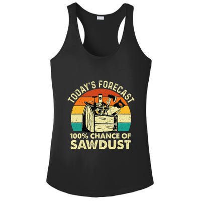TodayS Forecast 100 Chance Of Sawdust Woodworker Ladies PosiCharge Competitor Racerback Tank