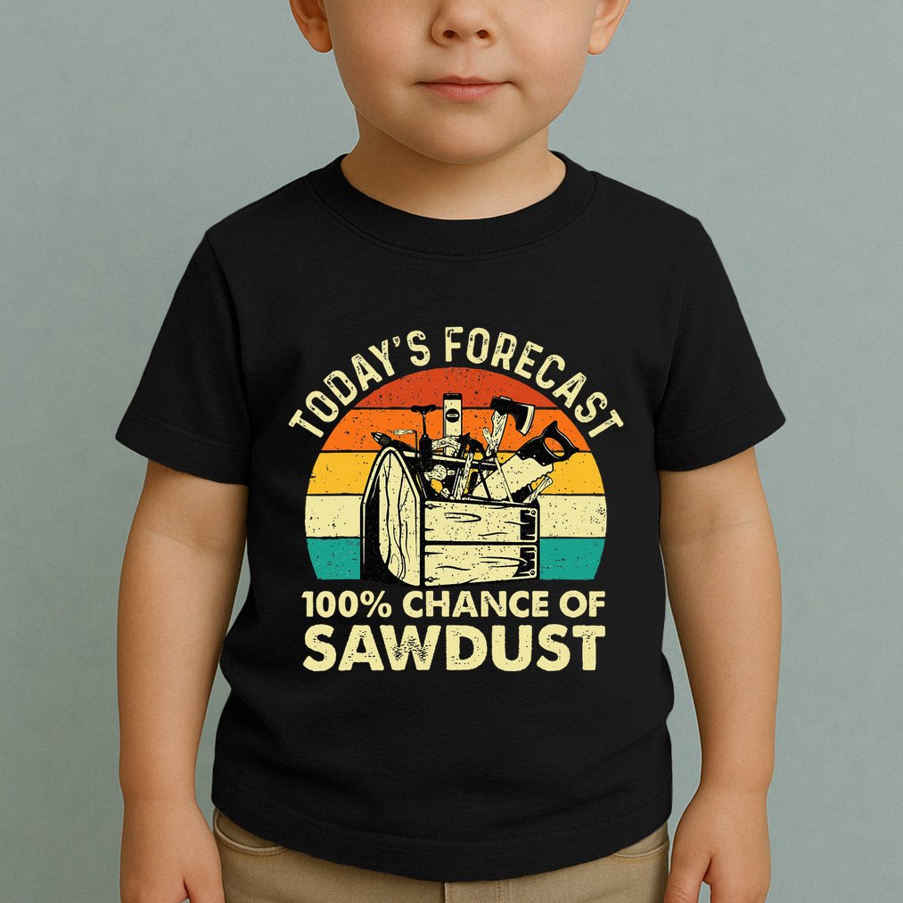 TodayS Forecast 100 Chance Of Sawdust Woodworker Toddler T-Shirt