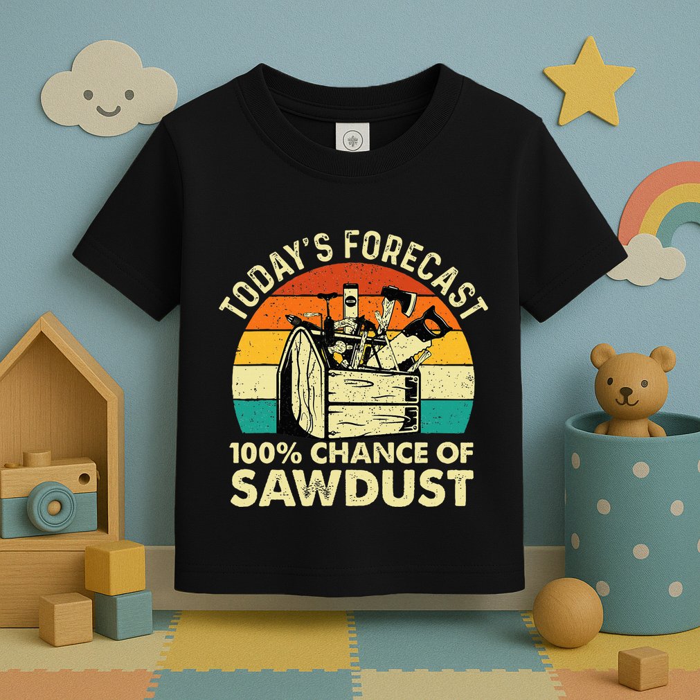 TodayS Forecast 100 Chance Of Sawdust Woodworker Toddler T-Shirt