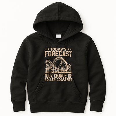 Todays Forecast 100 Chance Of Roller Coasters Rider Kids Hoodie