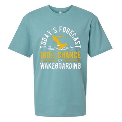 TodayS Forecast 100 Chance Of Wakeboarding Funny Wakeboard Sueded Cloud Jersey T-Shirt