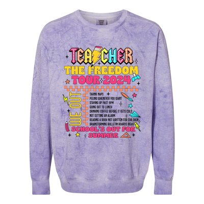 Teacher Freedom 2024 School Out Colorblast Crewneck Sweatshirt