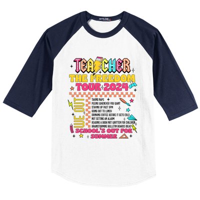 Teacher Freedom 2024 School Out Baseball Sleeve Shirt