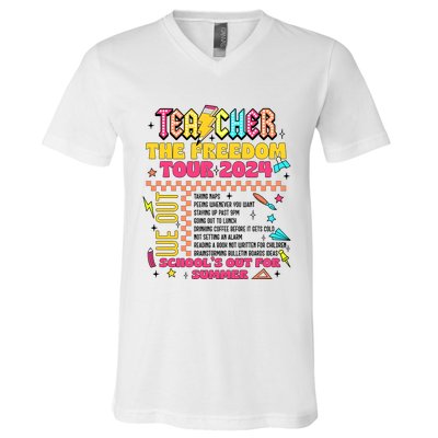 Teacher Freedom 2024 School Out V-Neck T-Shirt