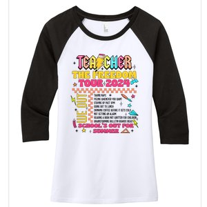 Teacher Freedom 2024 School Out Women's Tri-Blend 3/4-Sleeve Raglan Shirt