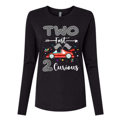 Two Fast 2 Curious Racing 2nd Birthday Gifts Boy Girl Womens Cotton Relaxed Long Sleeve T-Shirt